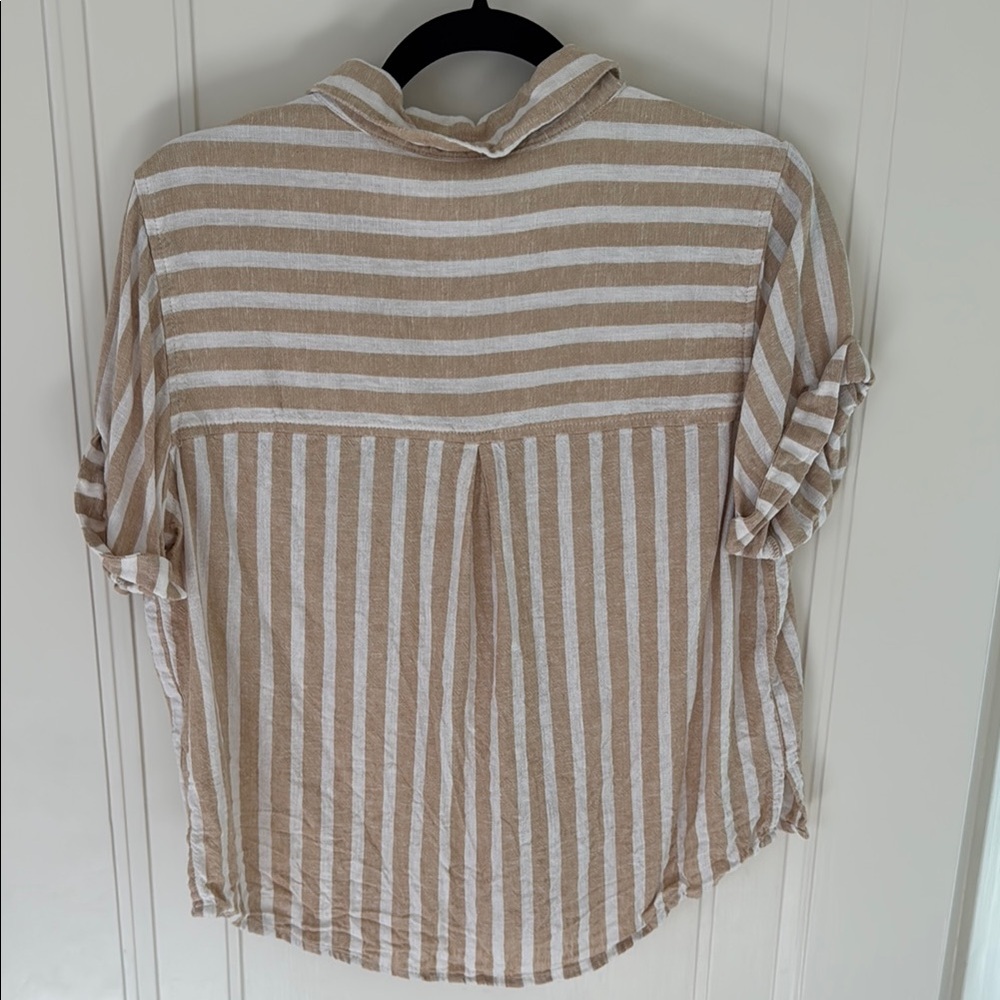 Striped Tan and White Women's Top - Picture 3 of 3